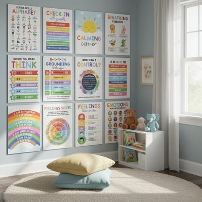 Calming Corner Poster Set - Feelings, Coping, & Mindfulness for Kids