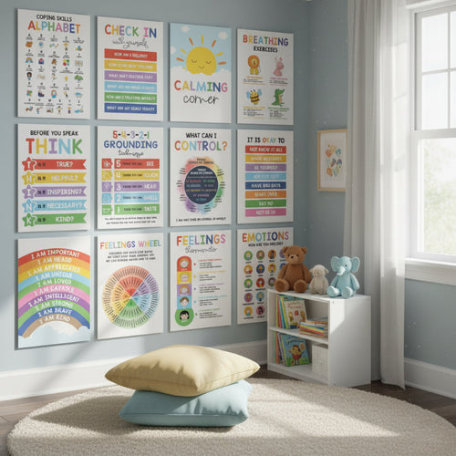 Calming Corner Poster Set - Feelings, Coping, & Mindfulness for Kids