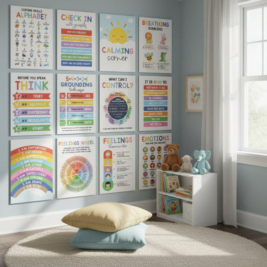 Calming Corner Poster Set - Feelings, Coping, & Mindfulness for Kids