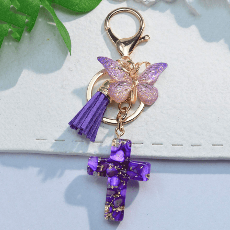 Resin Butterfly Cross Charms