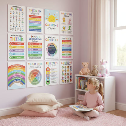 Calming Corner Poster Set - Feelings, Coping, & Mindfulness for Kids
