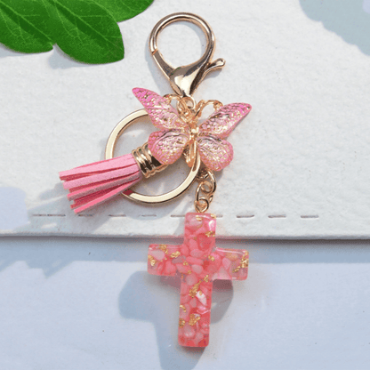 Resin Butterfly Cross Charms