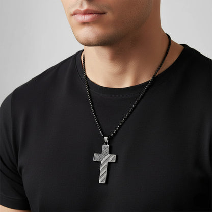 Joshua 1:9 - Engraved American Flag Cross Necklace