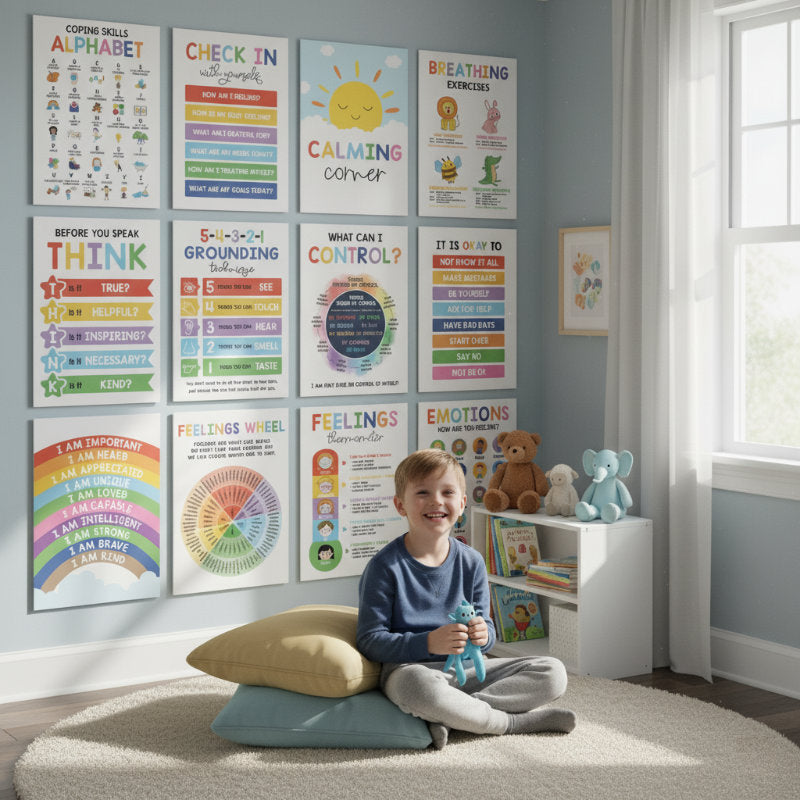 Calming Corner Poster Set - Feelings, Coping, & Mindfulness for Kids