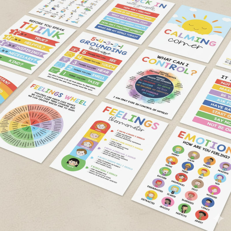 Calming Corner Poster Set - Feelings, Coping, & Mindfulness for Kids