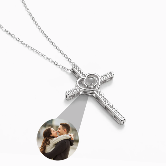 Personalized Photo Cross Necklace of Jesus